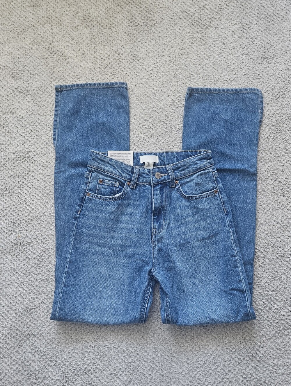 H&M 90's Straight Split Hem Denim Jeans 100% Cotton Size 2 NWT